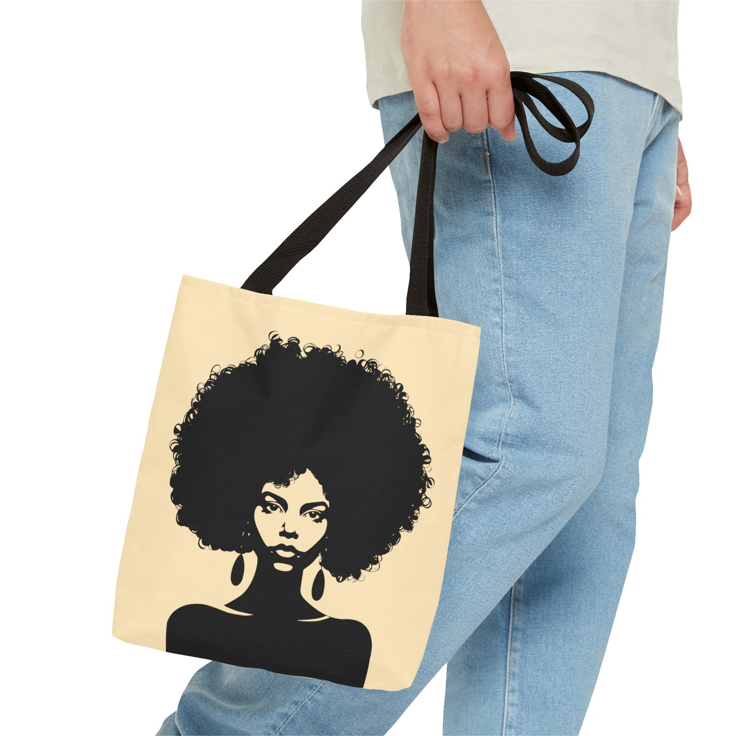 Tote Bag with a Strong Image of a Beautiful Girl with Afro Hair