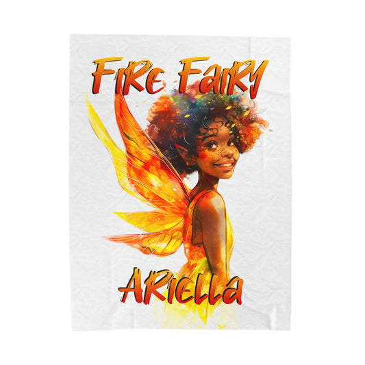 Personalized, Velveteen Microfiber, Fire Fairy Blanket for Our Brown Skinned Beauties