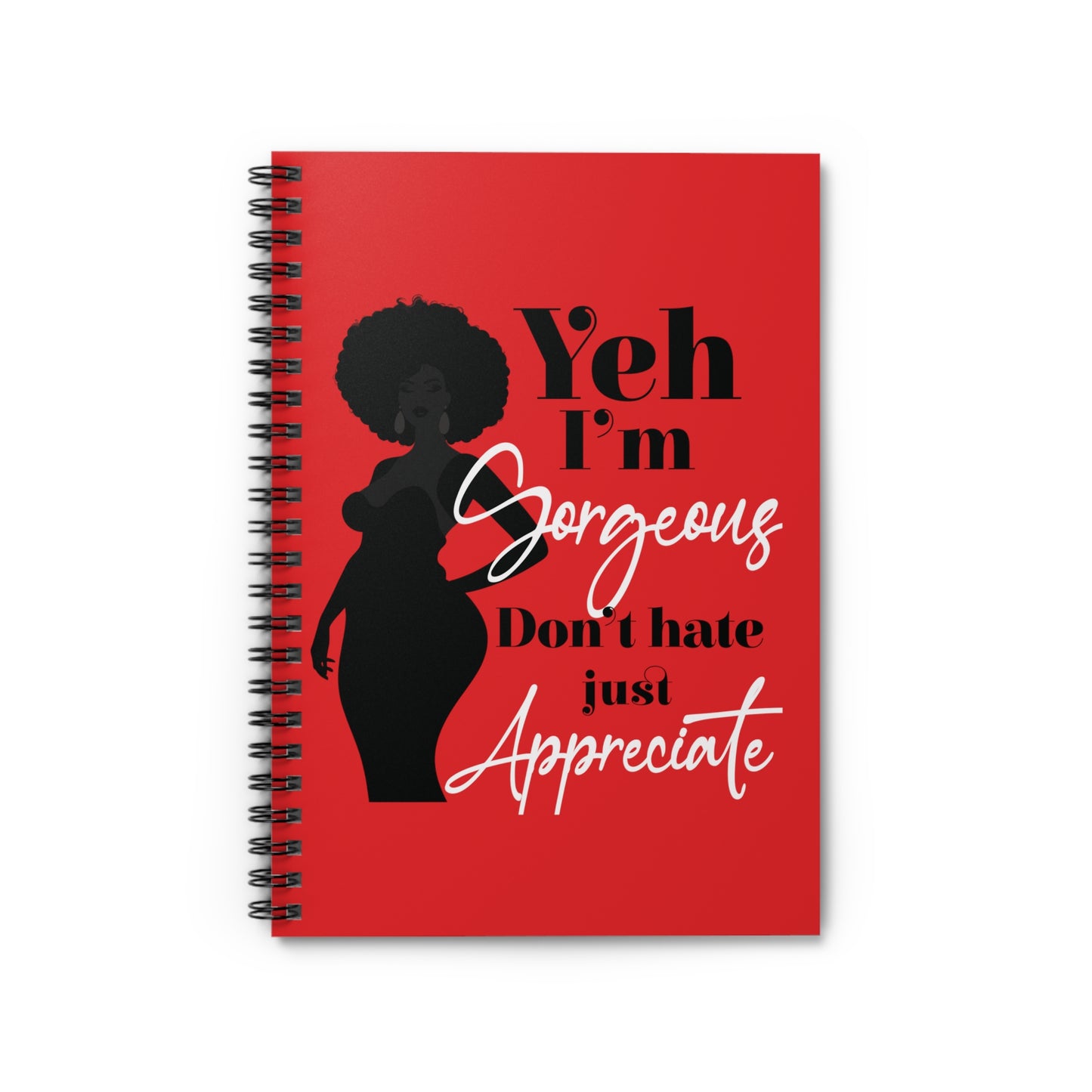 Positive Affirmation, Self Love Spiral Notebook for Curvaceous Women of Color