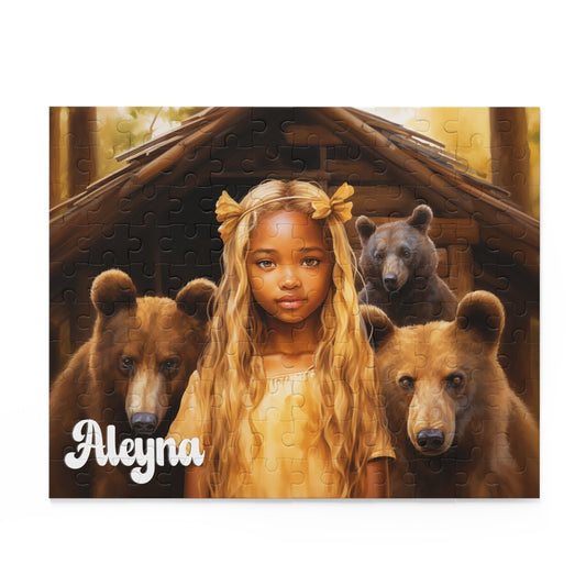 Personalized Children’s Jigsaw Puzzle with Beautiful Brown Skinned Goldilocks