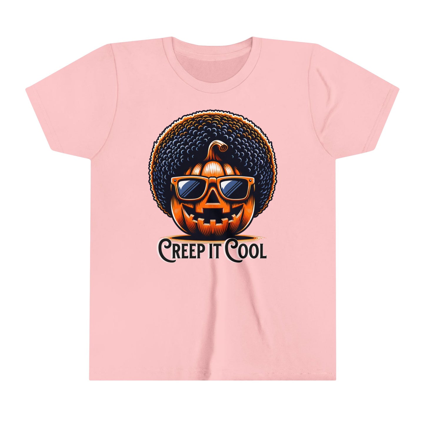 Fun Halloween T-Shirt for Kids. Creep It Cool Pumpkin with Afro.