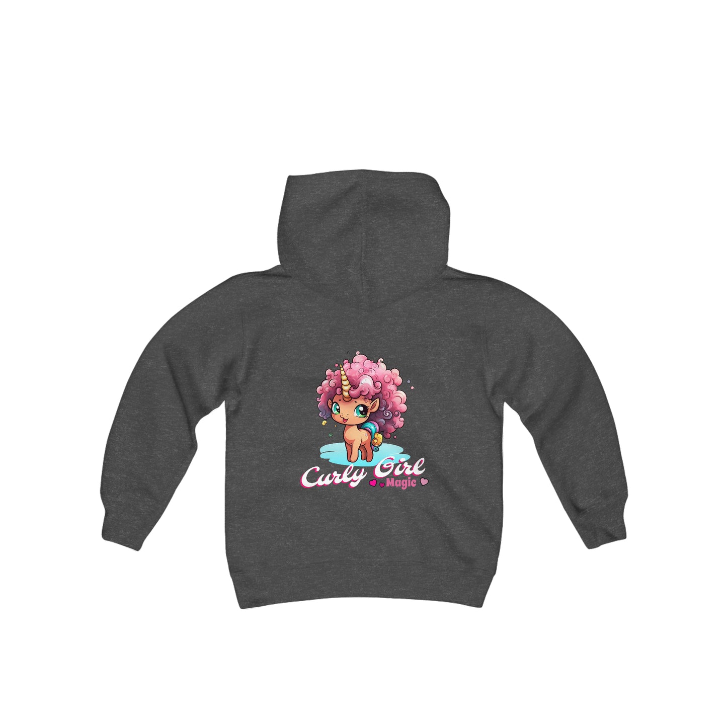 Curly Girl Magic Kids Hoodie with a Super Cute Unicorn with Sweet Curly Hair