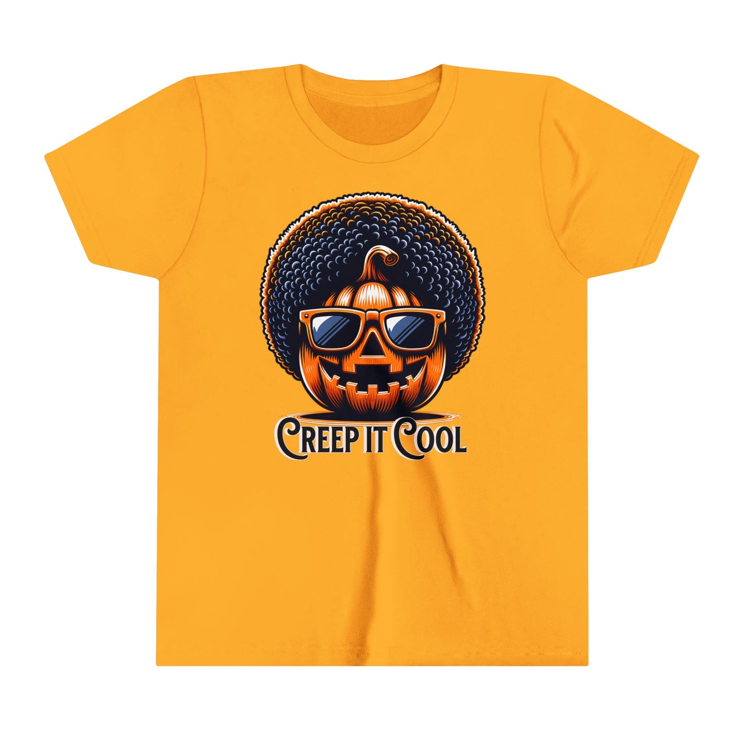 Fun Halloween T-Shirt for Kids. Creep It Cool Pumpkin with Afro.