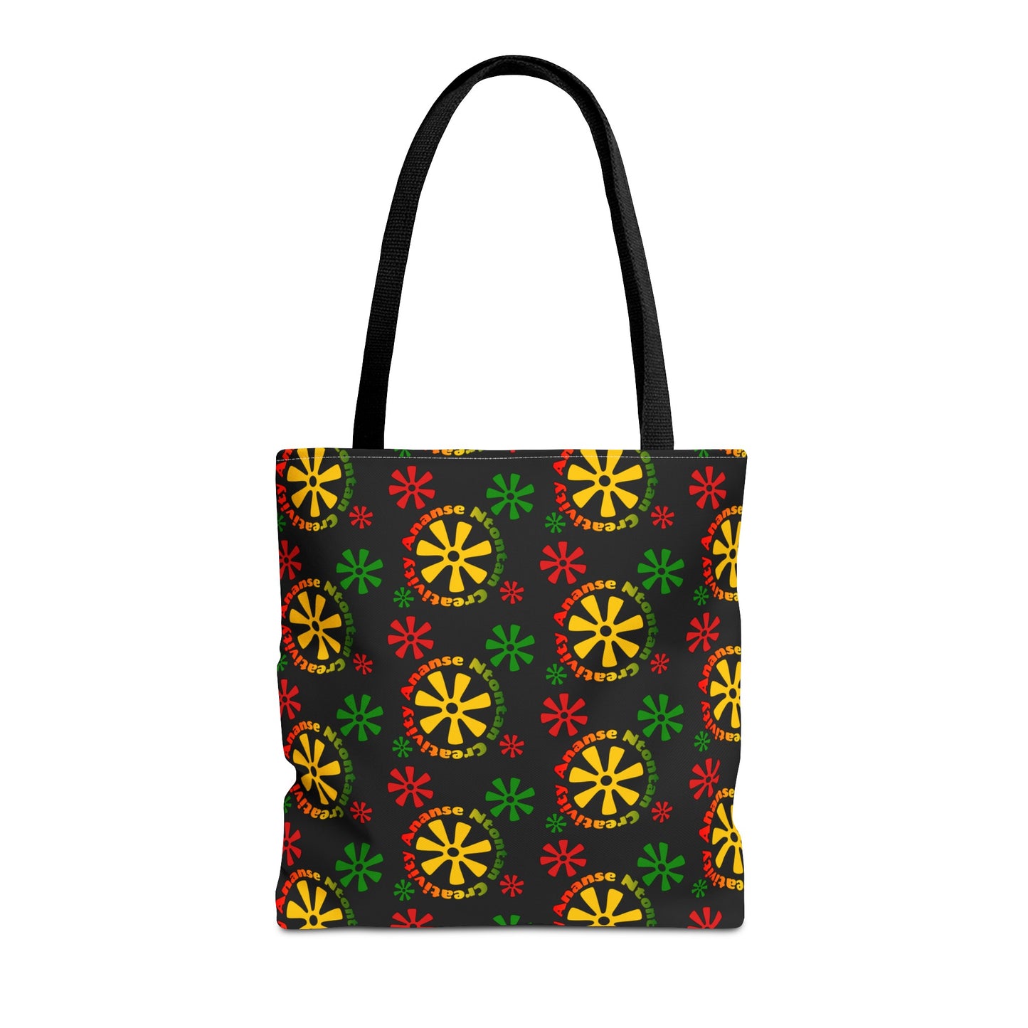 Afrocentric Tote Bag with the African Symbol for Creativity Ananse Ntontan. Black