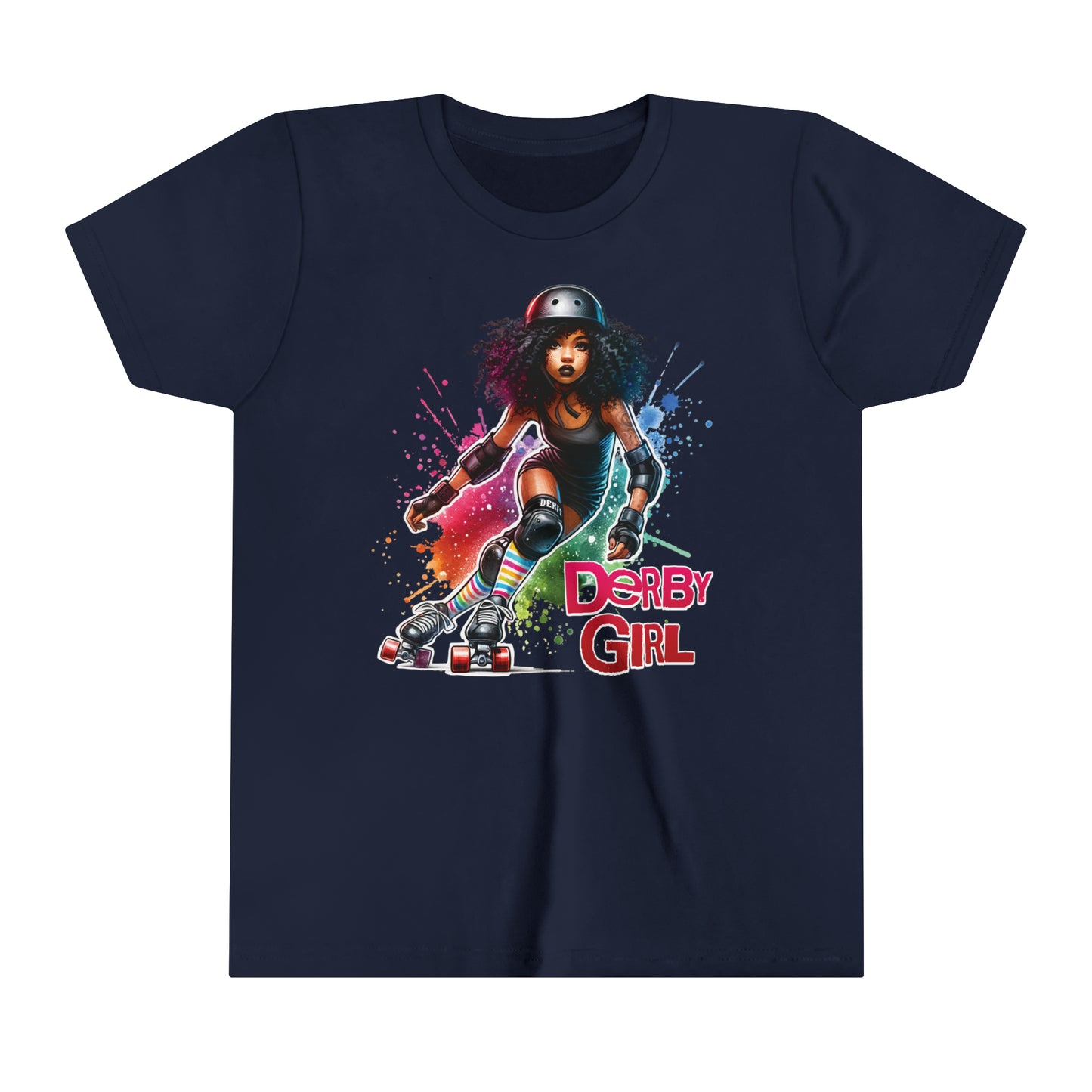 Vibrant Roller Derby Girl Short Sleeved T-Shirt for Kids