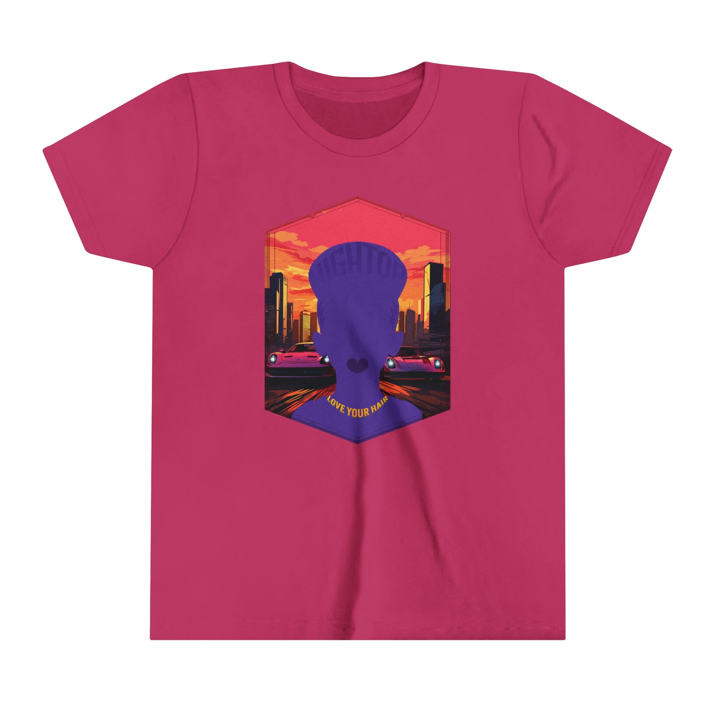 Love Your High Top Kinky Hair, Positive Affirmation Graphic T-Shirt for Kids.