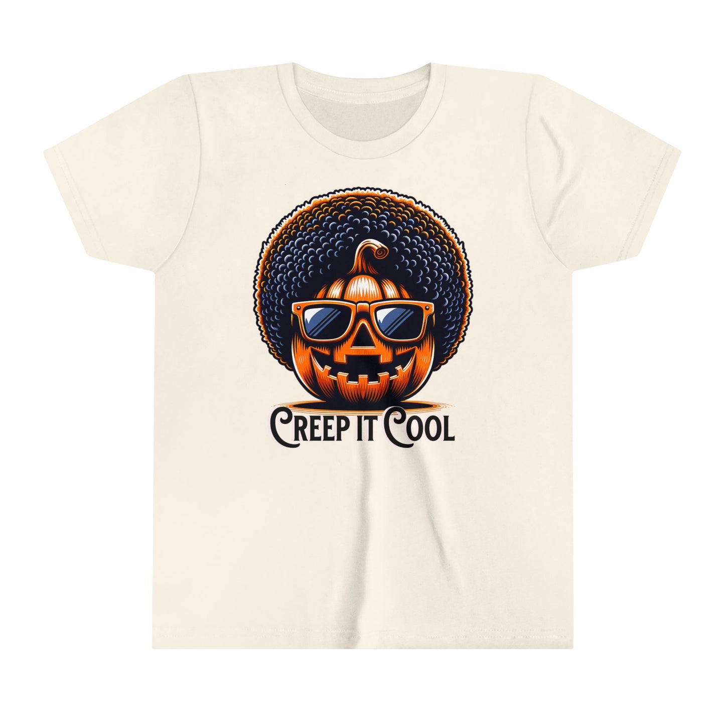 Fun Halloween T-Shirt for Kids. Creep It Cool Pumpkin with Afro.