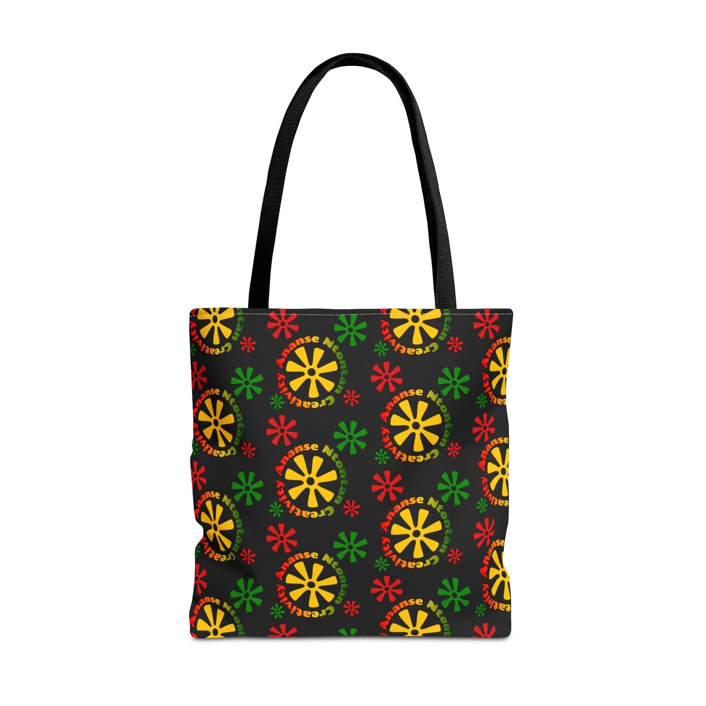 Afrocentric Tote Bag with the African Symbol for Creativity Ananse Ntontan. Black