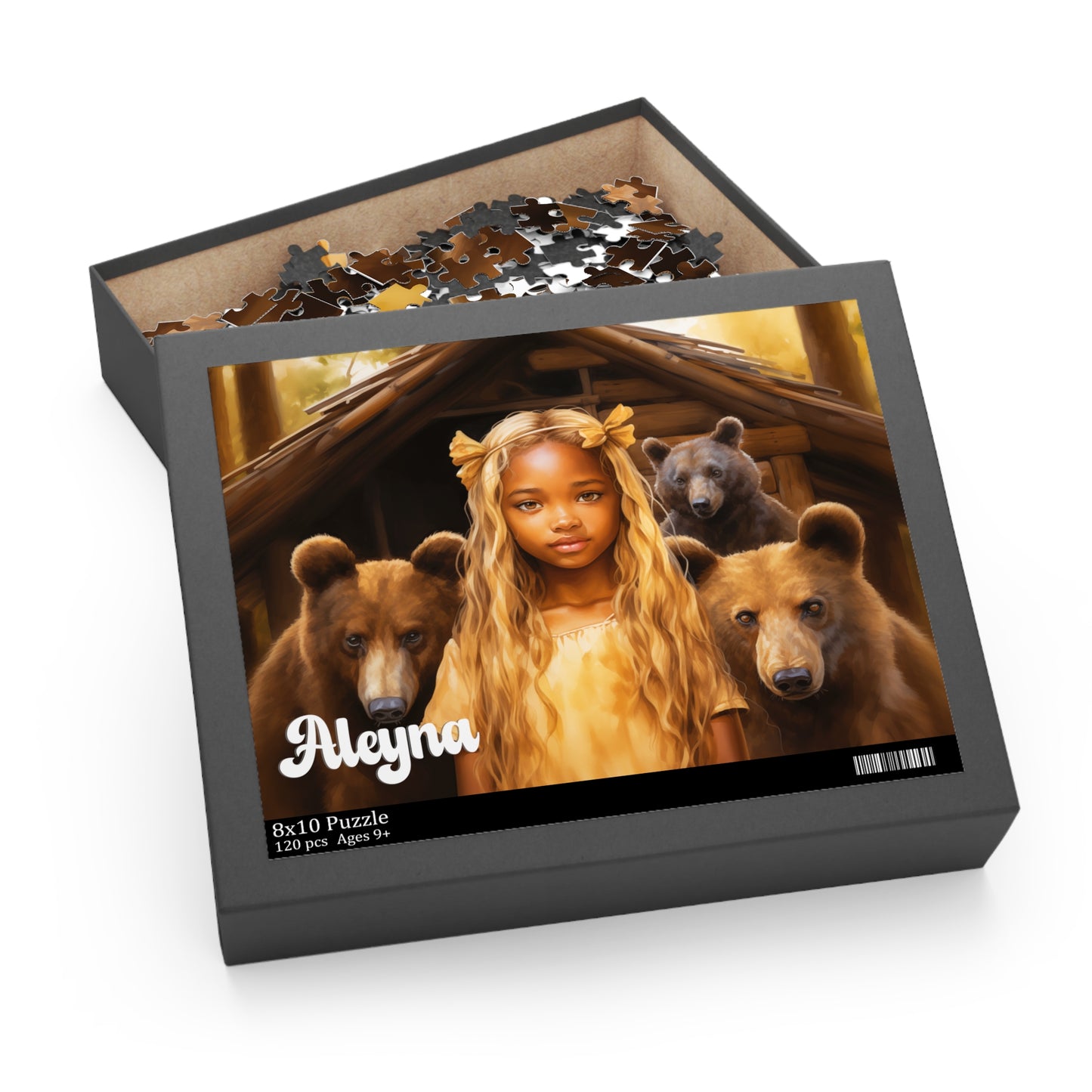 Personalized Children’s Jigsaw Puzzle with Beautiful Brown Skinned Goldilocks