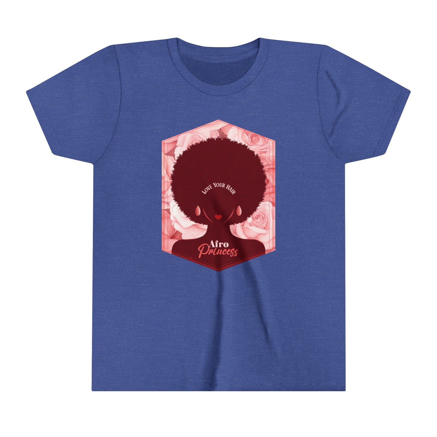 Afro Princess, Love Your Hair, Positive Affirmation Graphic T-Shirt for Kids.