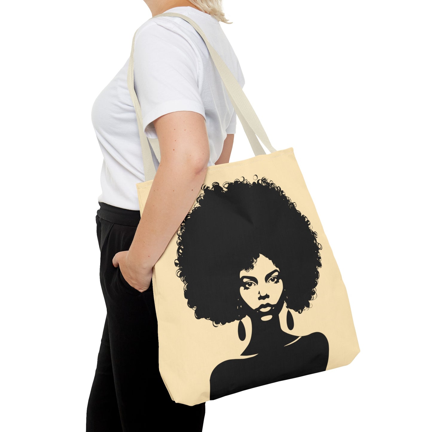 Tote Bag with a Strong Image of a Beautiful Girl with Afro Hair