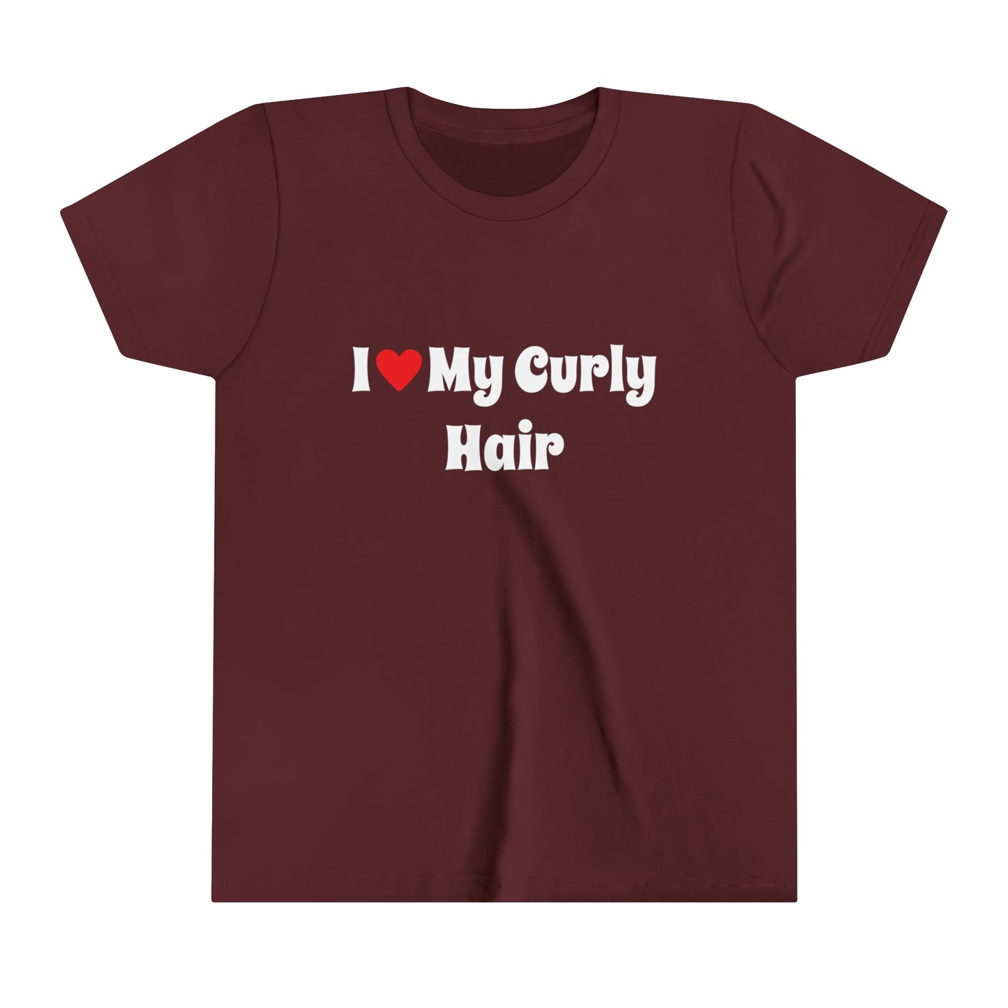 I Love My Curly Hair, Positive Affirmation Text T-Shirt for Kids