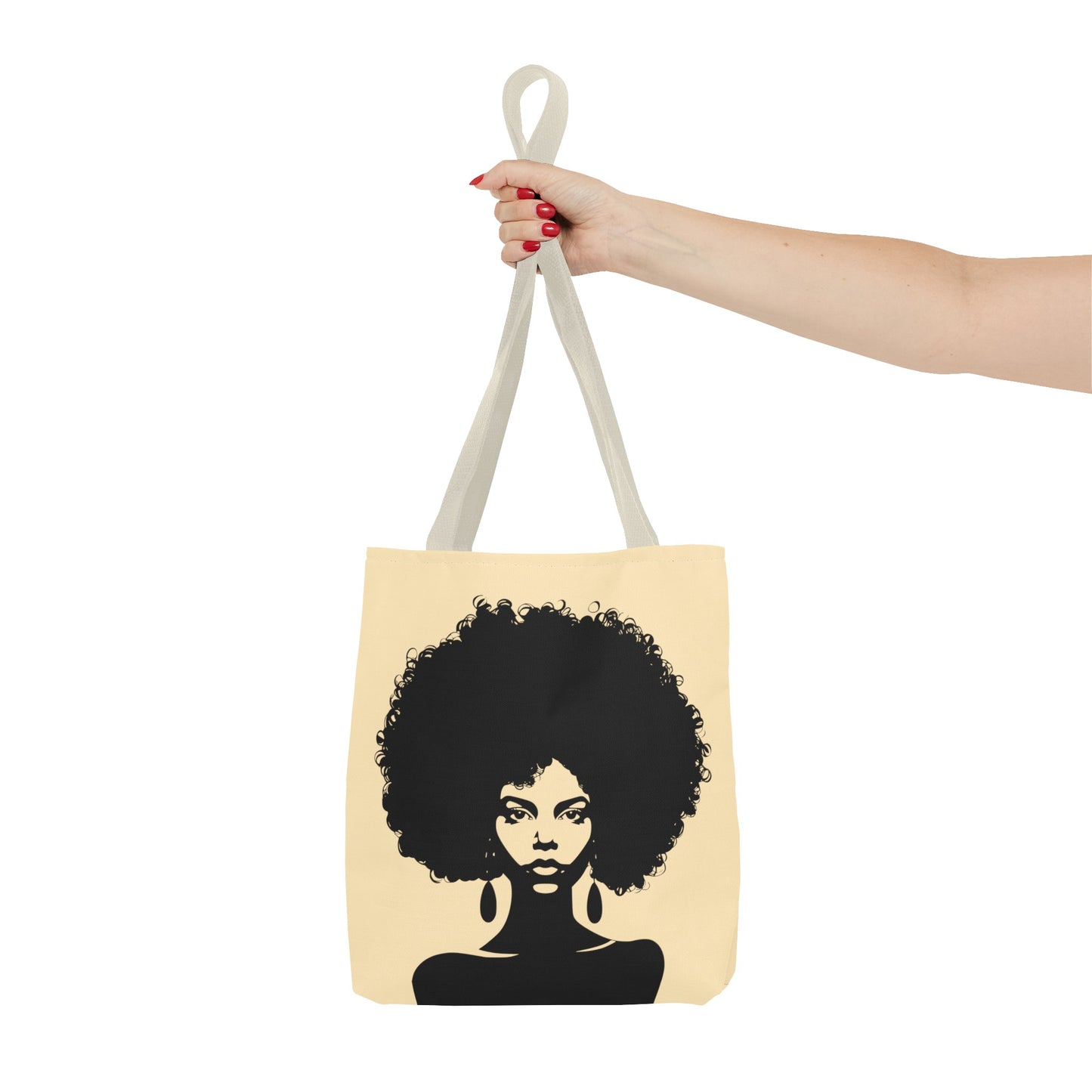 Tote Bag with a Strong Image of a Beautiful Girl with Afro Hair