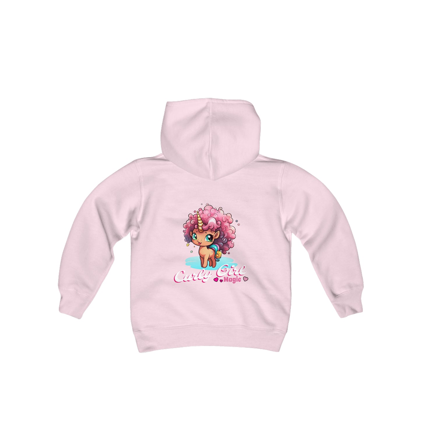 Curly Girl Magic Kids Hoodie with a Super Cute Unicorn with Sweet Curly Hair