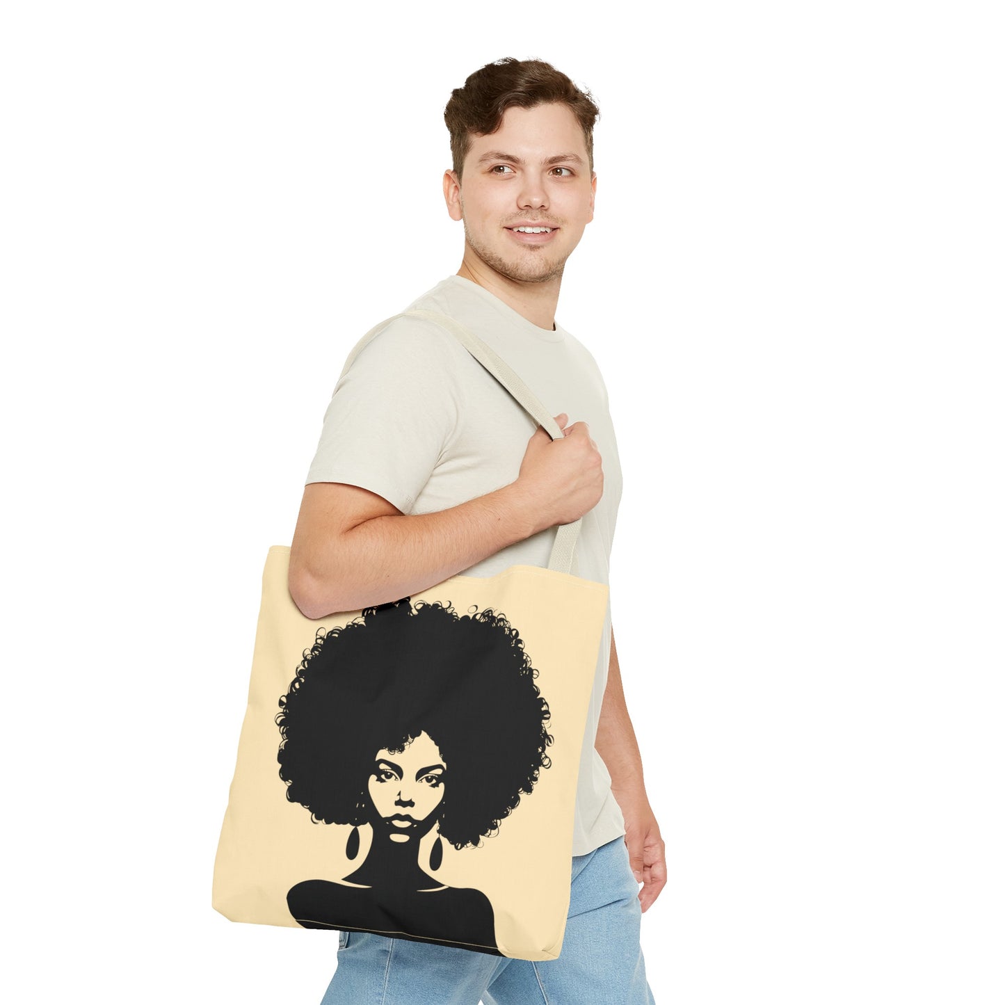 Tote Bag with a Strong Image of a Beautiful Girl with Afro Hair