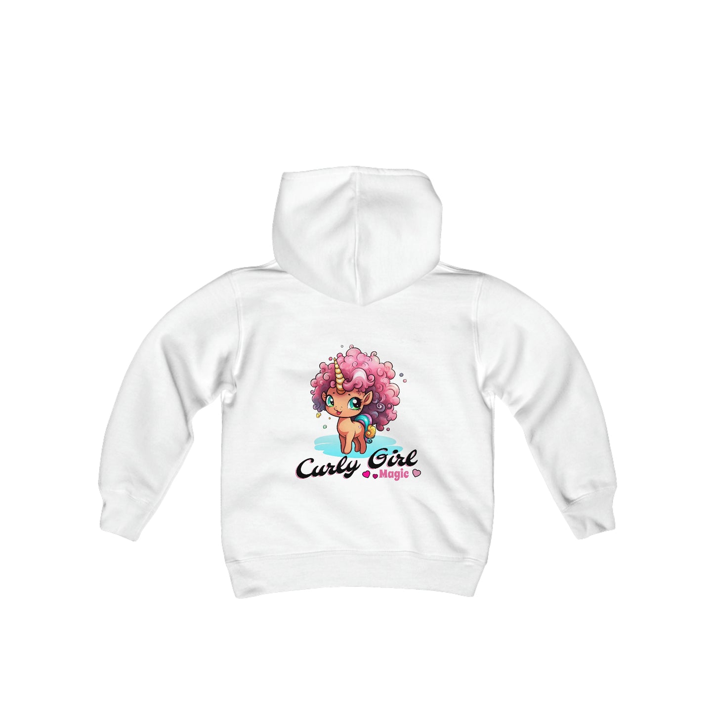 Curly Girl Magic Kids Hoodie with a Super Cute Unicorn with Sweet Curly Hair