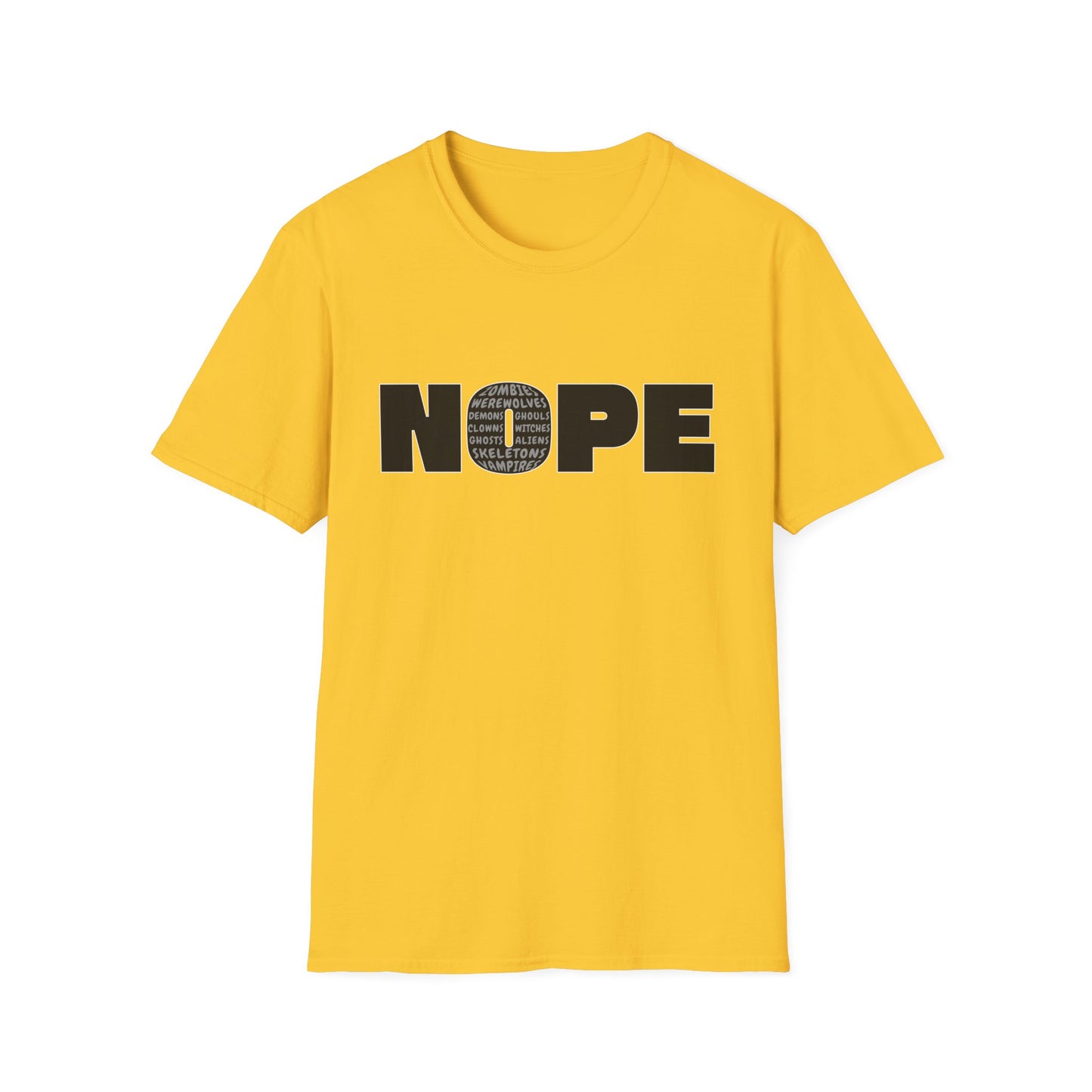 Funny Halloween Graphic T-Shirt. Vampires, Ghosts, Aliens, Nope.