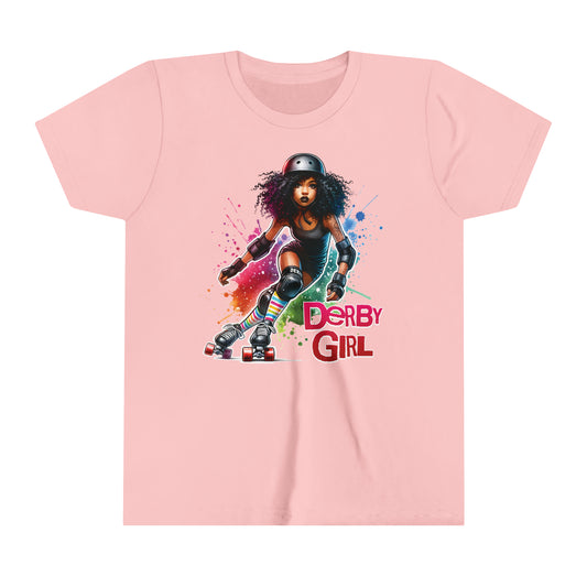 Vibrant Roller Derby Girl Short Sleeved T-Shirt for Kids