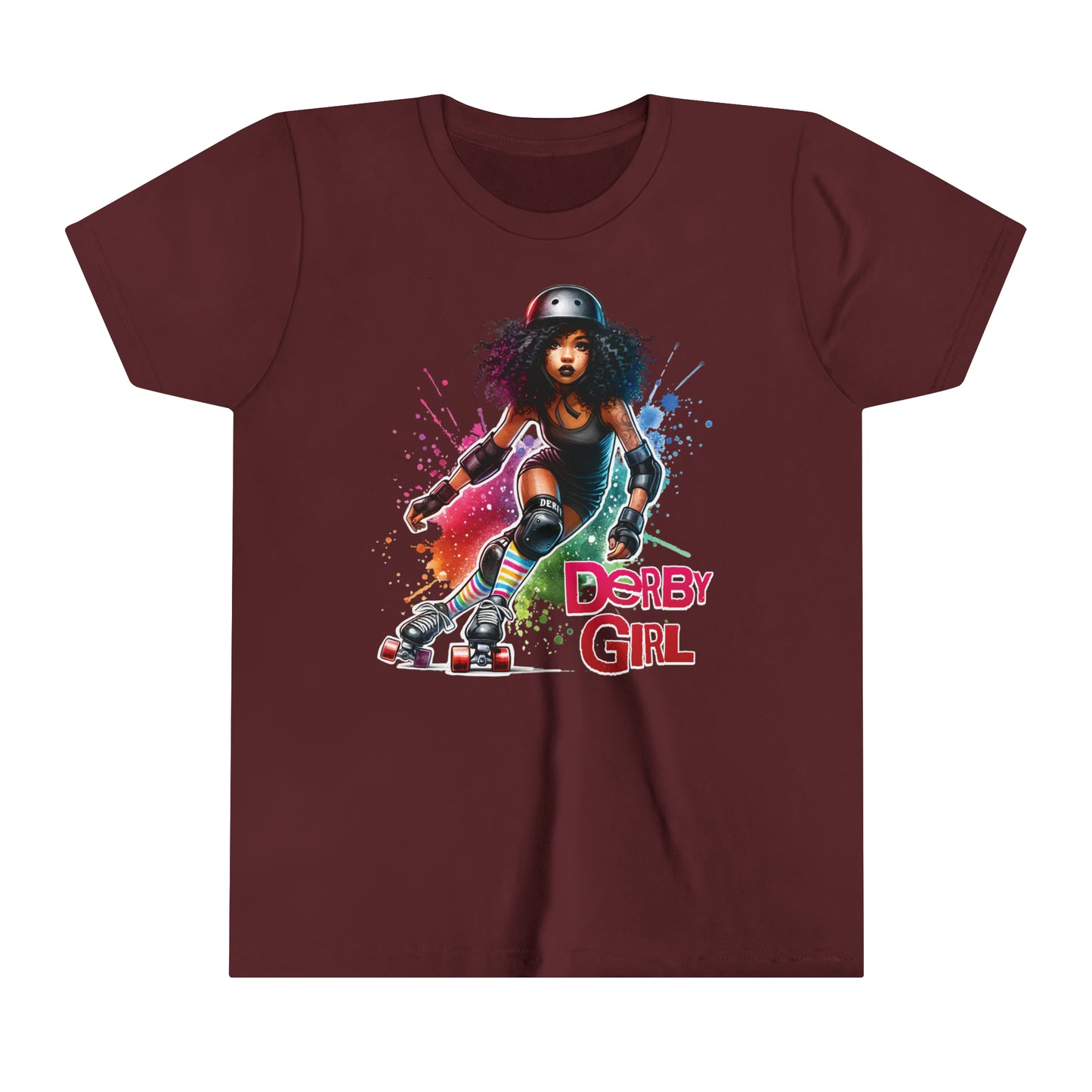 Vibrant Roller Derby Girl Short Sleeved T-Shirt for Kids