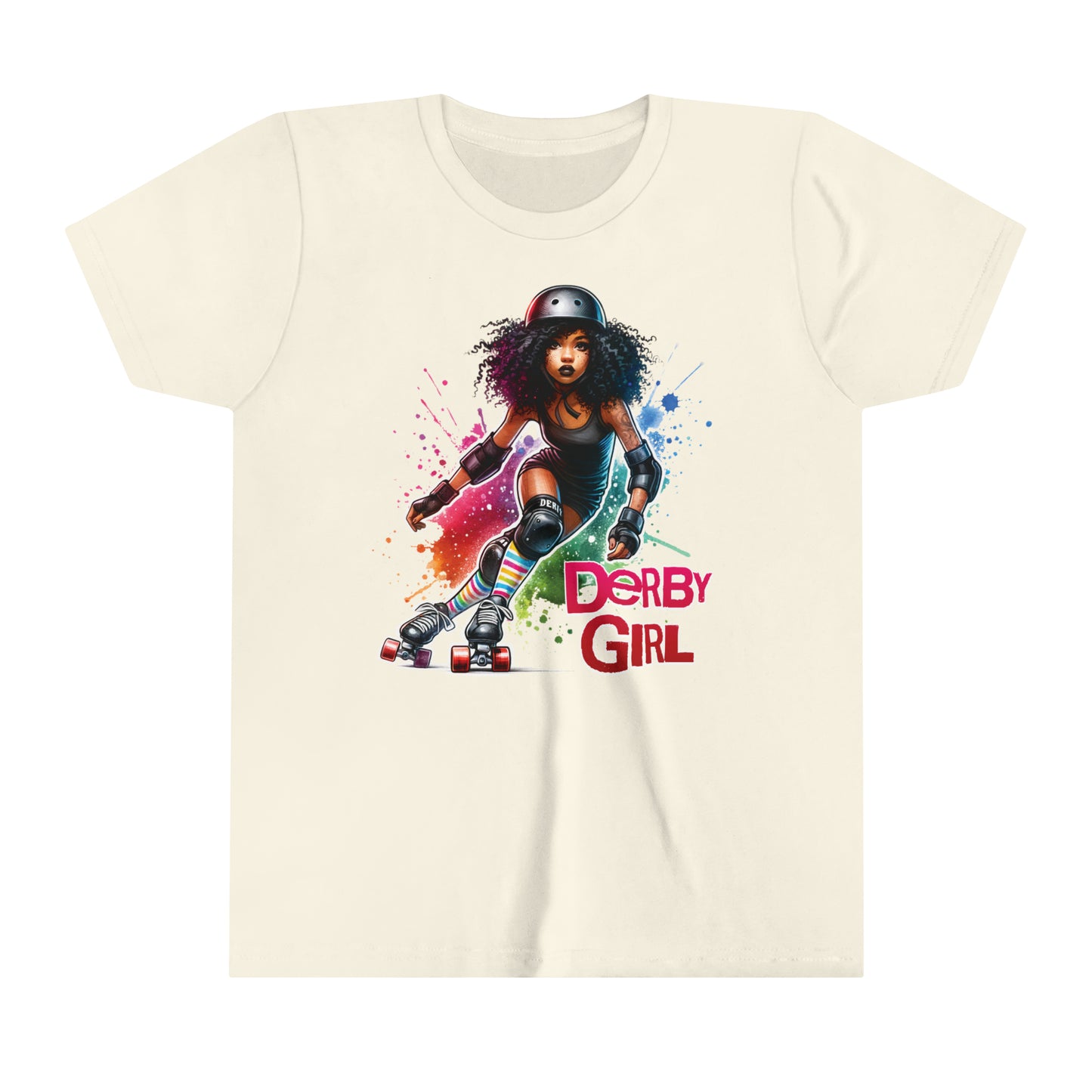 Vibrant Roller Derby Girl Short Sleeved T-Shirt for Kids