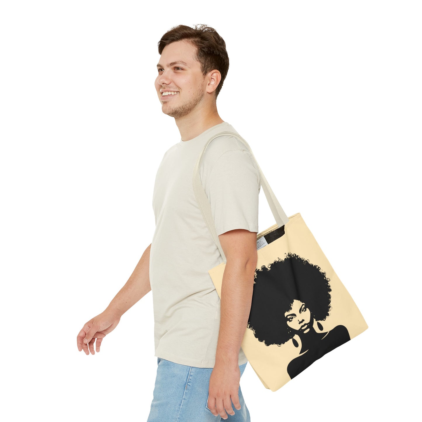 Tote Bag with a Strong Image of a Beautiful Girl with Afro Hair