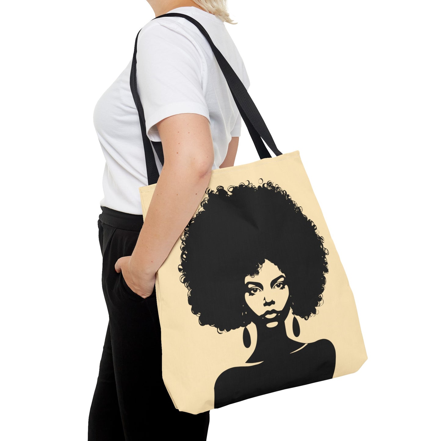 Tote Bag with a Strong Image of a Beautiful Girl with Afro Hair