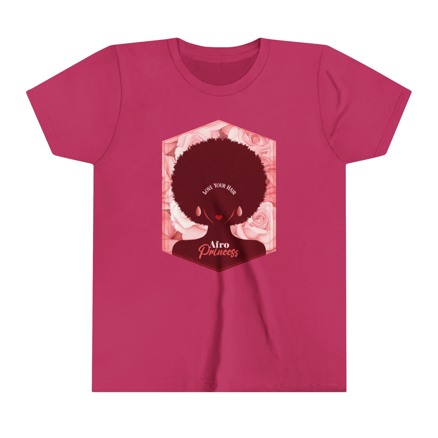 Afro Princess, Love Your Hair, Positive Affirmation Graphic T-Shirt for Kids.