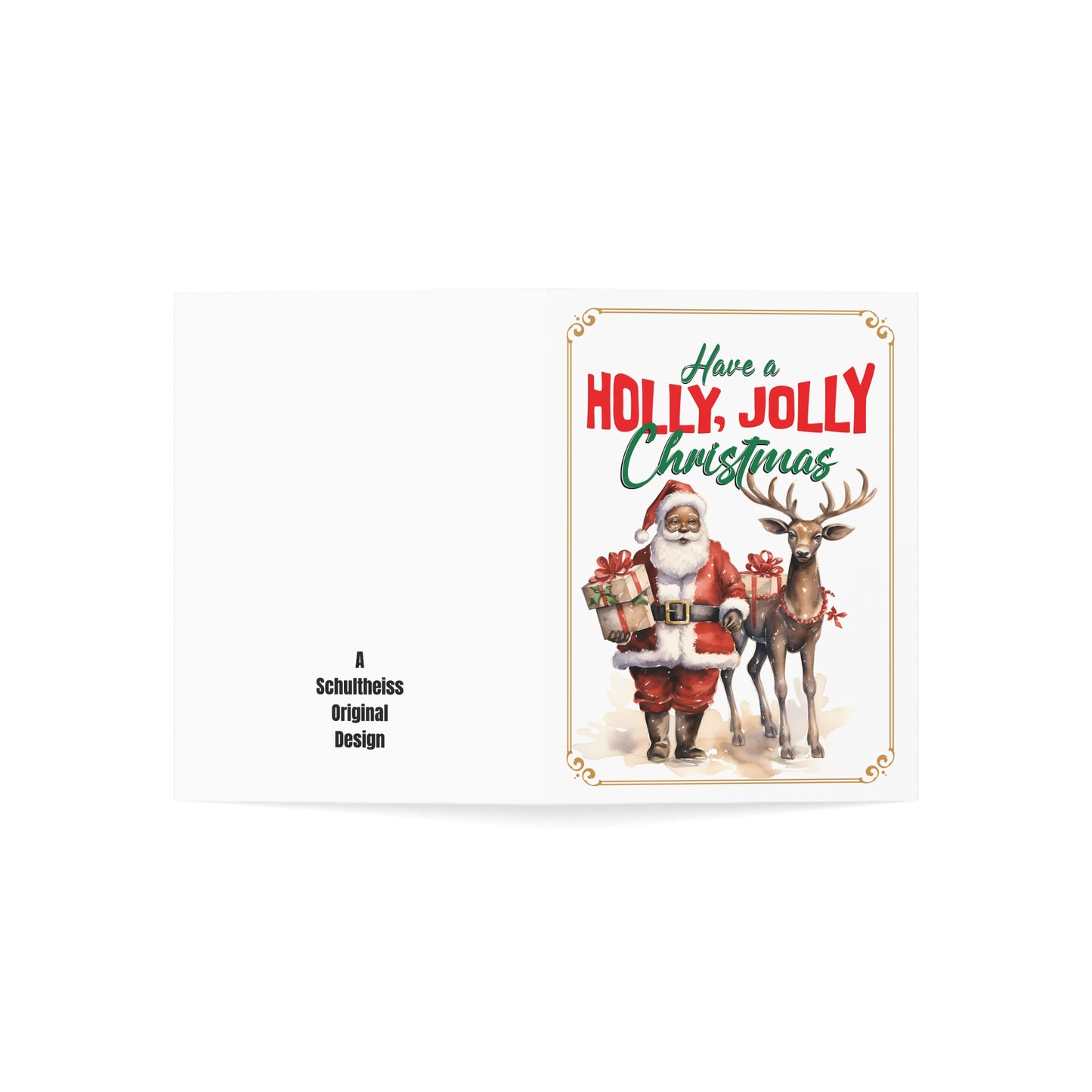Greeting Cards, Christmas Card with Brown Skinned Santa Claus, Happy Holidays