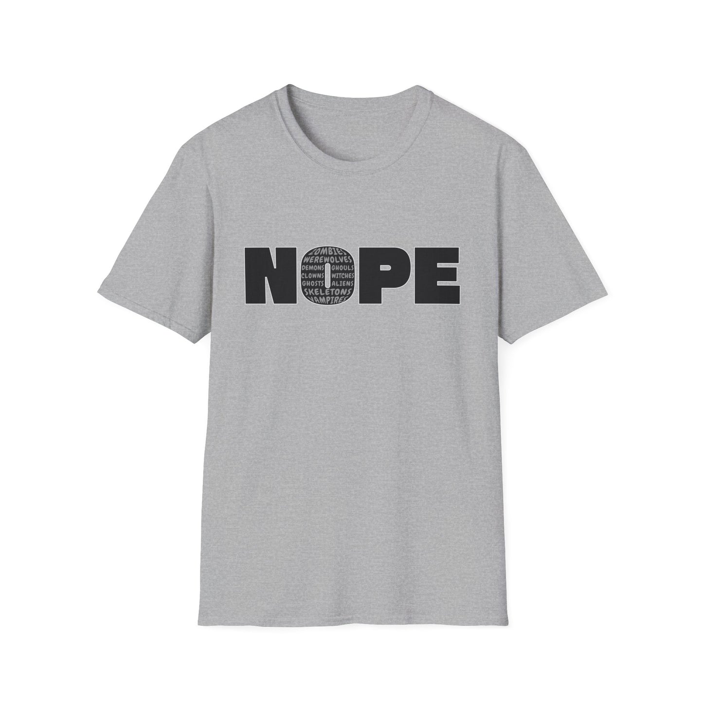 Funny Halloween Graphic T-Shirt. Vampires, Ghosts, Aliens, Nope.