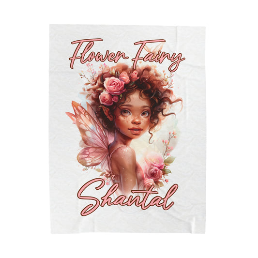 Personalized, Velveteen Microfiber, Flower Fairy Blanket for Our Brown Skinned Beauties