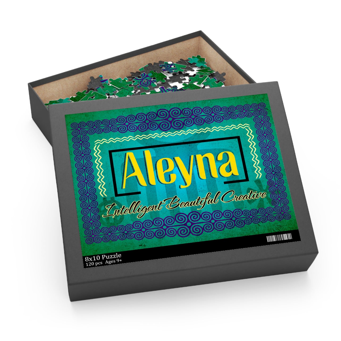 Personalized Custom Name Jigsaw Puzzle Adorned with Beautiful African Adinkra symbols. Winter