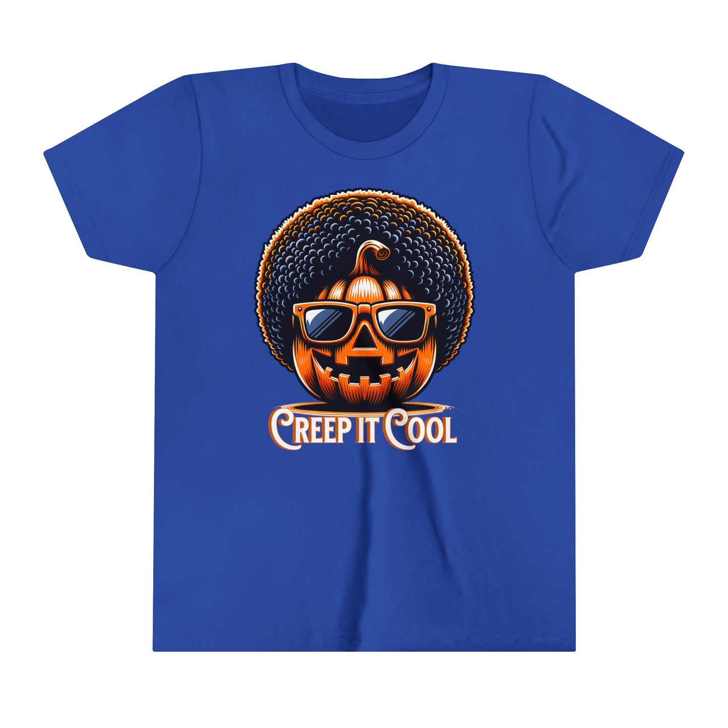 Fun Halloween T-Shirt for Kids. Creep It Cool Pumpkin with Afro.