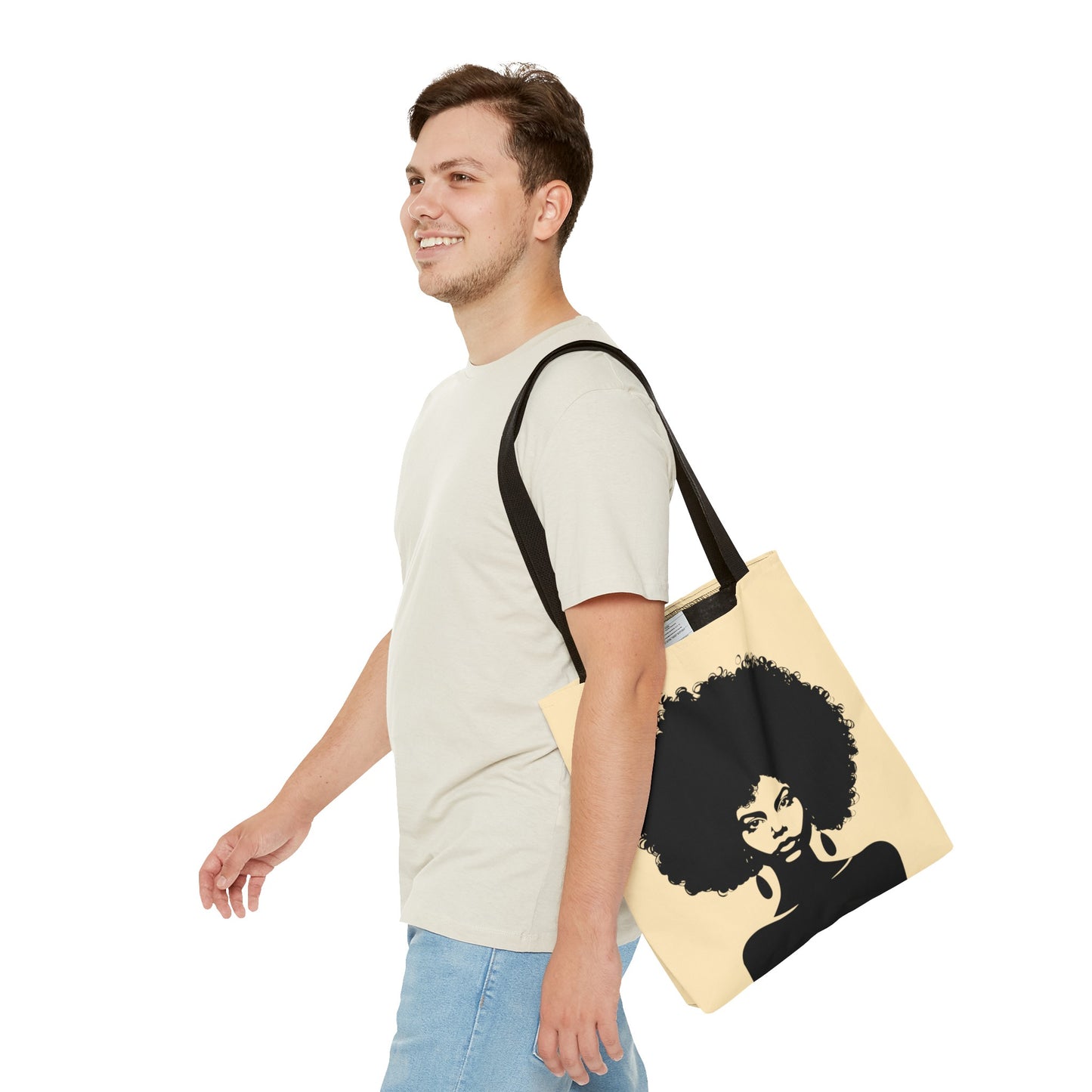 Tote Bag with a Strong Image of a Beautiful Girl with Afro Hair