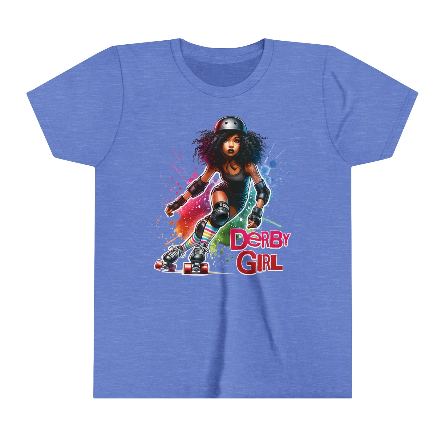 Vibrant Roller Derby Girl Short Sleeved T-Shirt for Kids