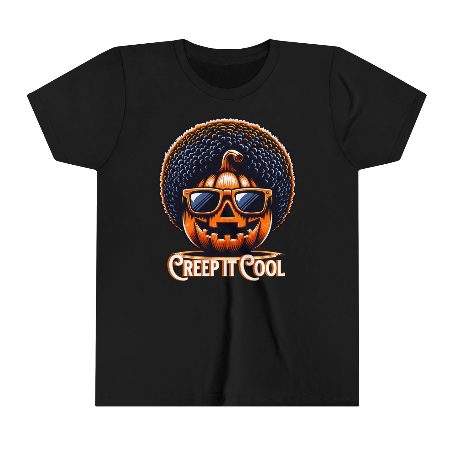 Fun Halloween T-Shirt for Kids. Creep It Cool Pumpkin with Afro.