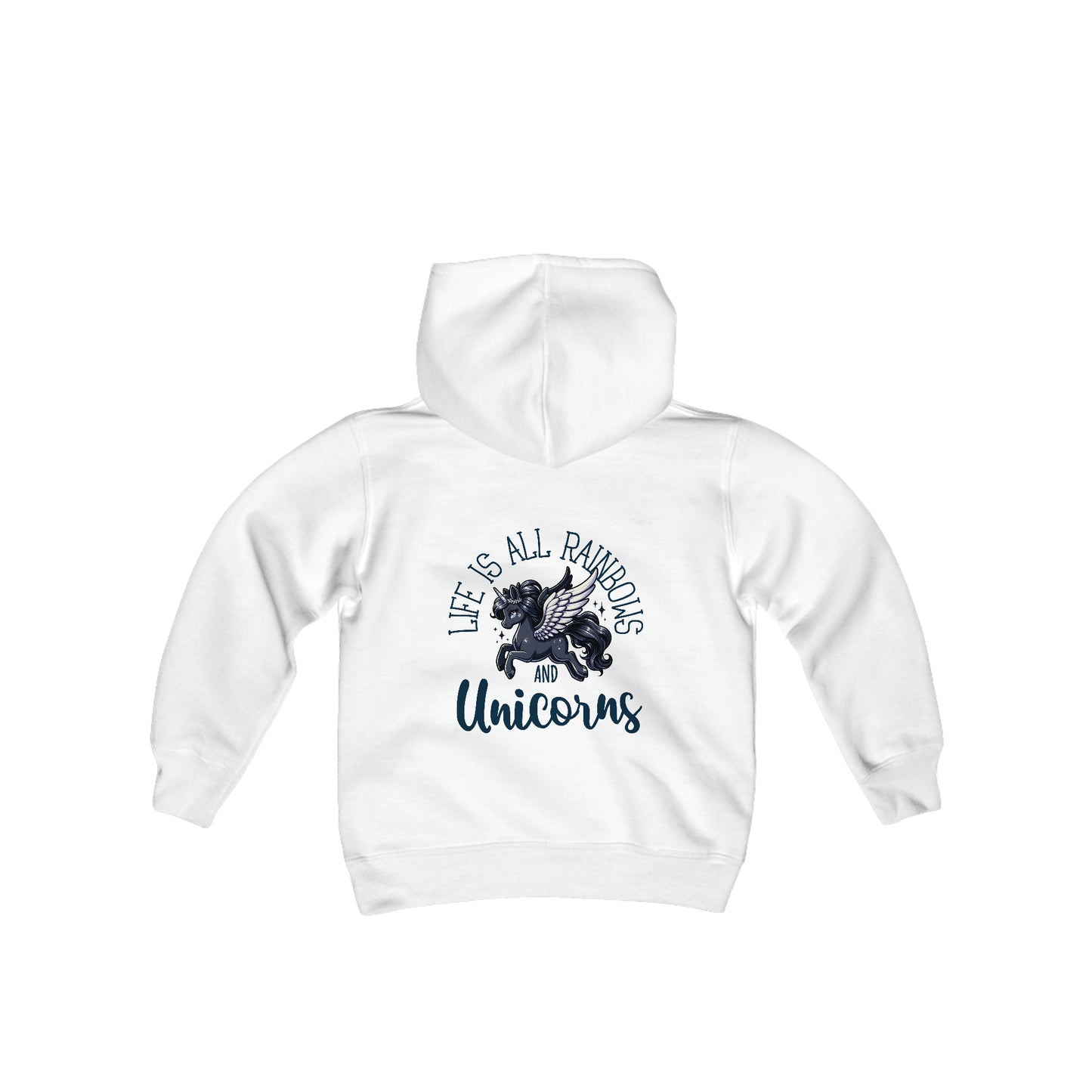 Life is All Rainbows and Unicorns Graphic Hoodie for Kids