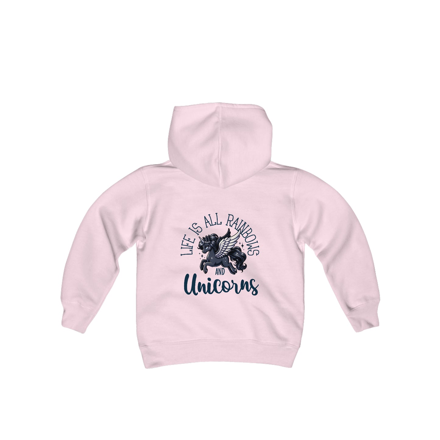 Life is All Rainbows and Unicorns Graphic Hoodie for Kids