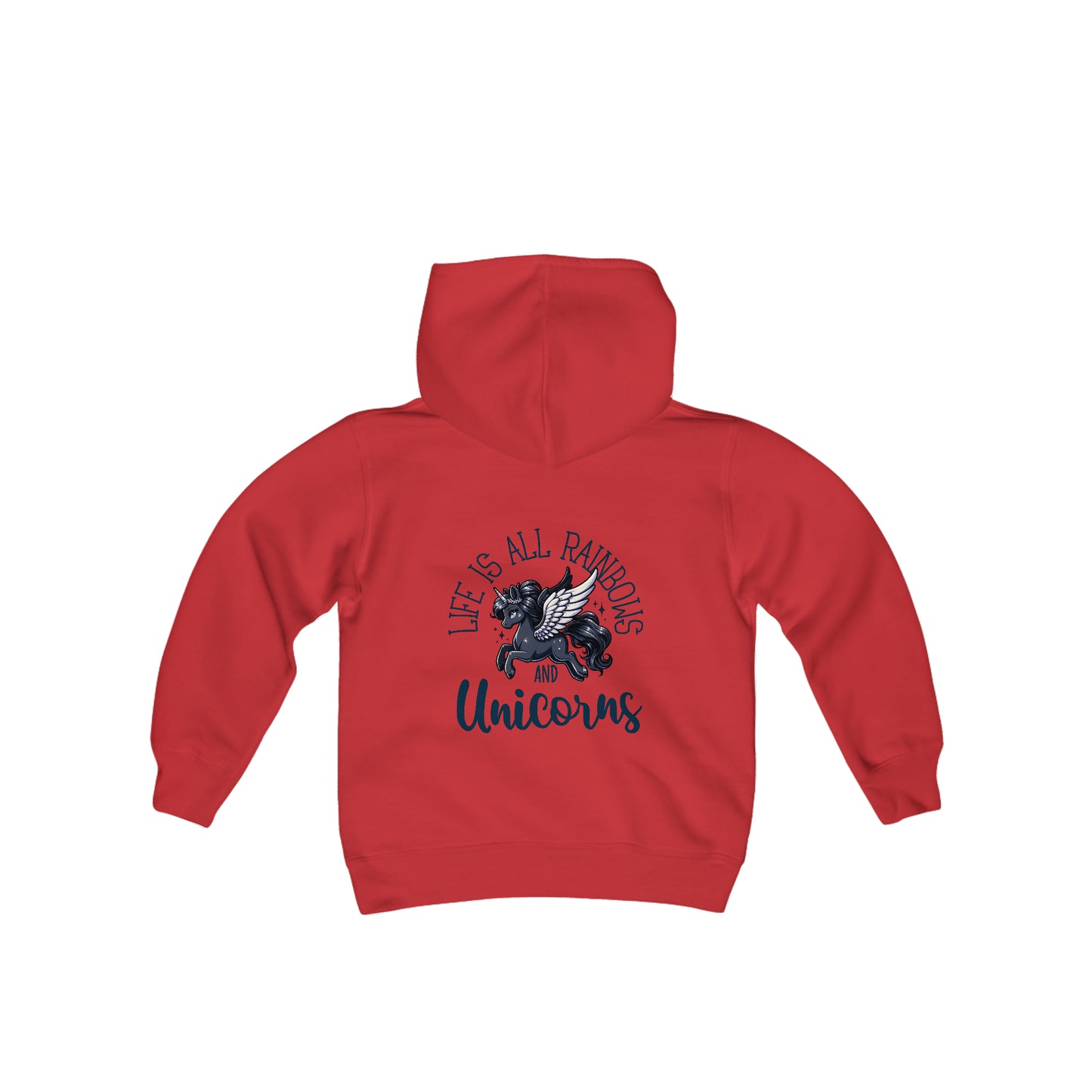 Life is All Rainbows and Unicorns Graphic Hoodie for Kids