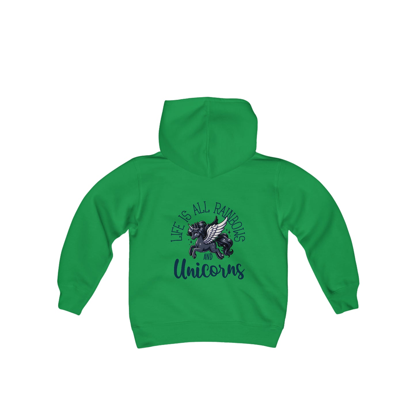 Life is All Rainbows and Unicorns Graphic Hoodie for Kids