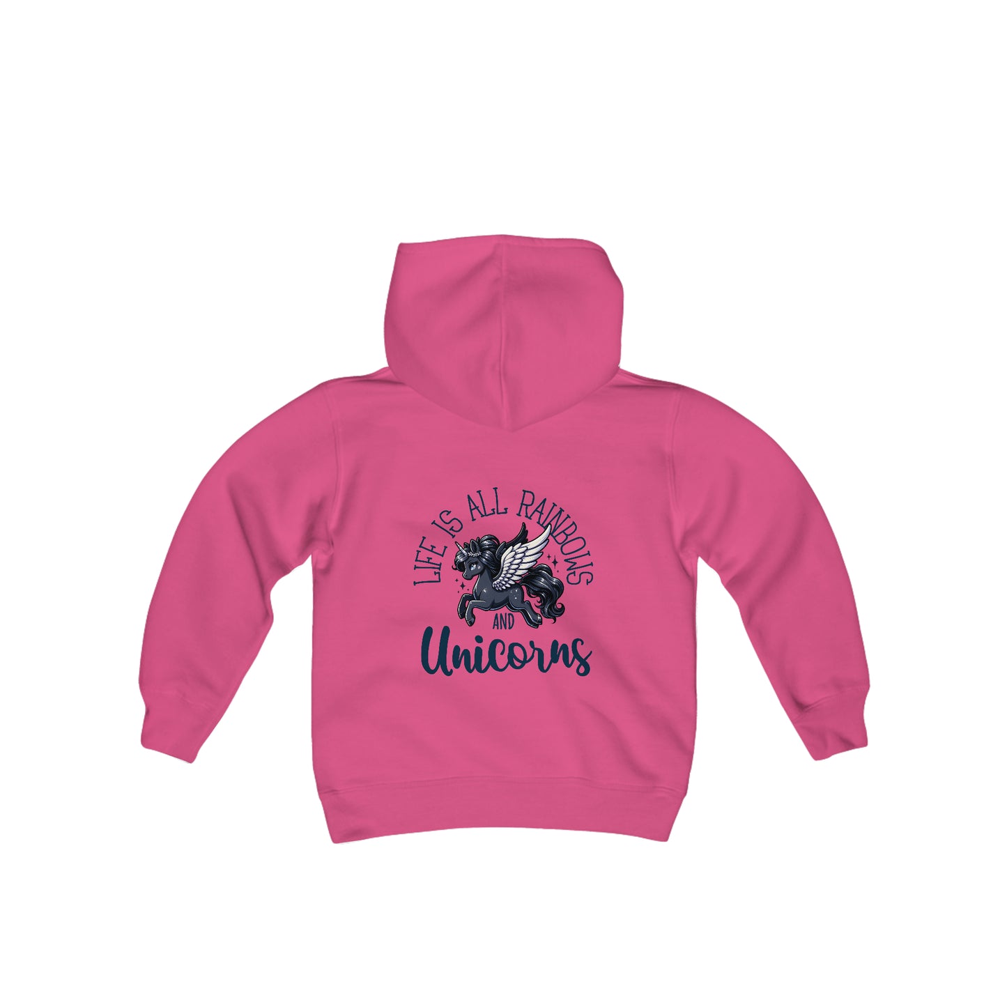 Life is All Rainbows and Unicorns Graphic Hoodie for Kids