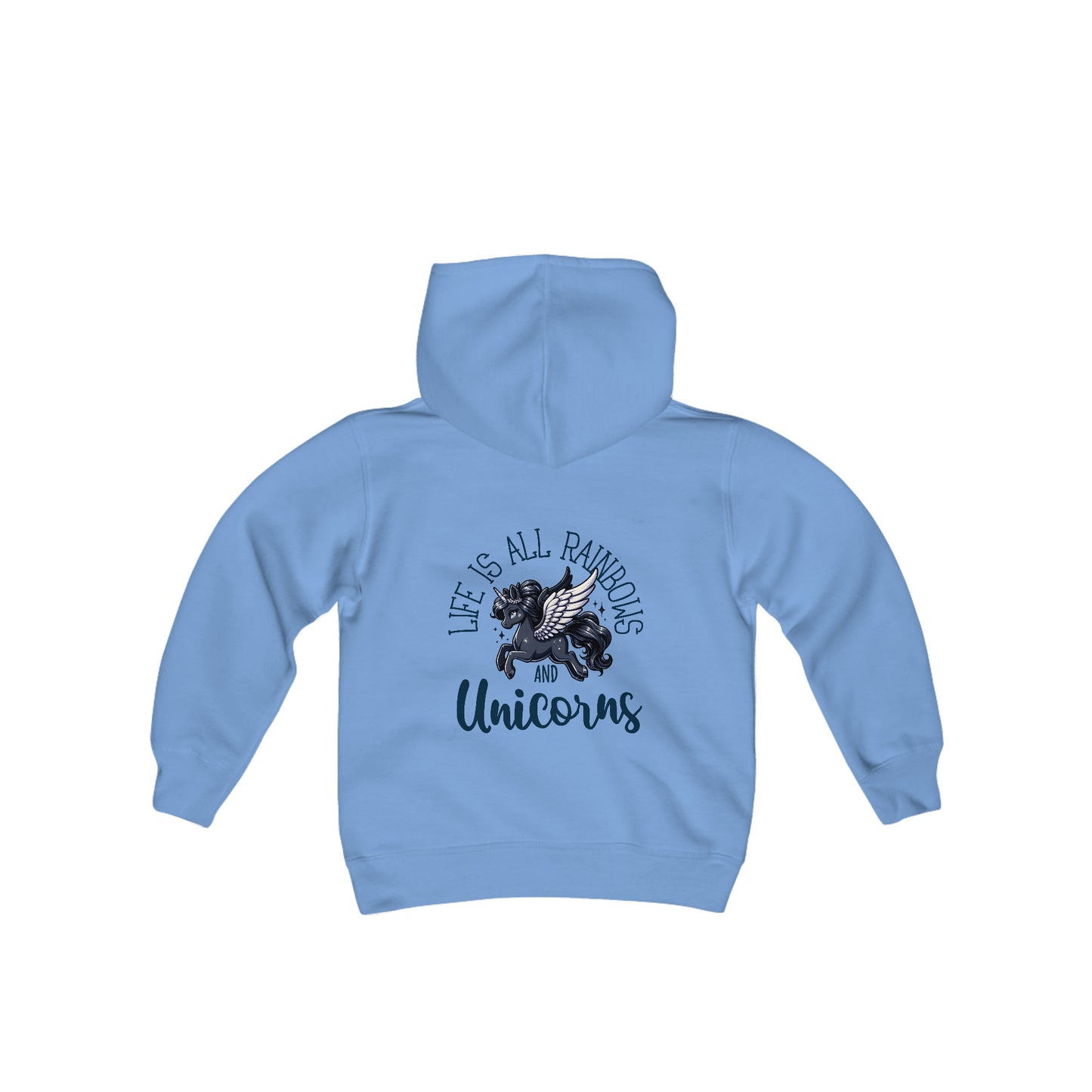 Life is All Rainbows and Unicorns Graphic Hoodie for Kids