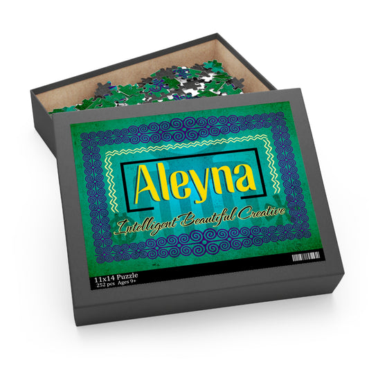 Personalized Custom Name Jigsaw Puzzle Adorned with Beautiful African Adinkra symbols. Winter