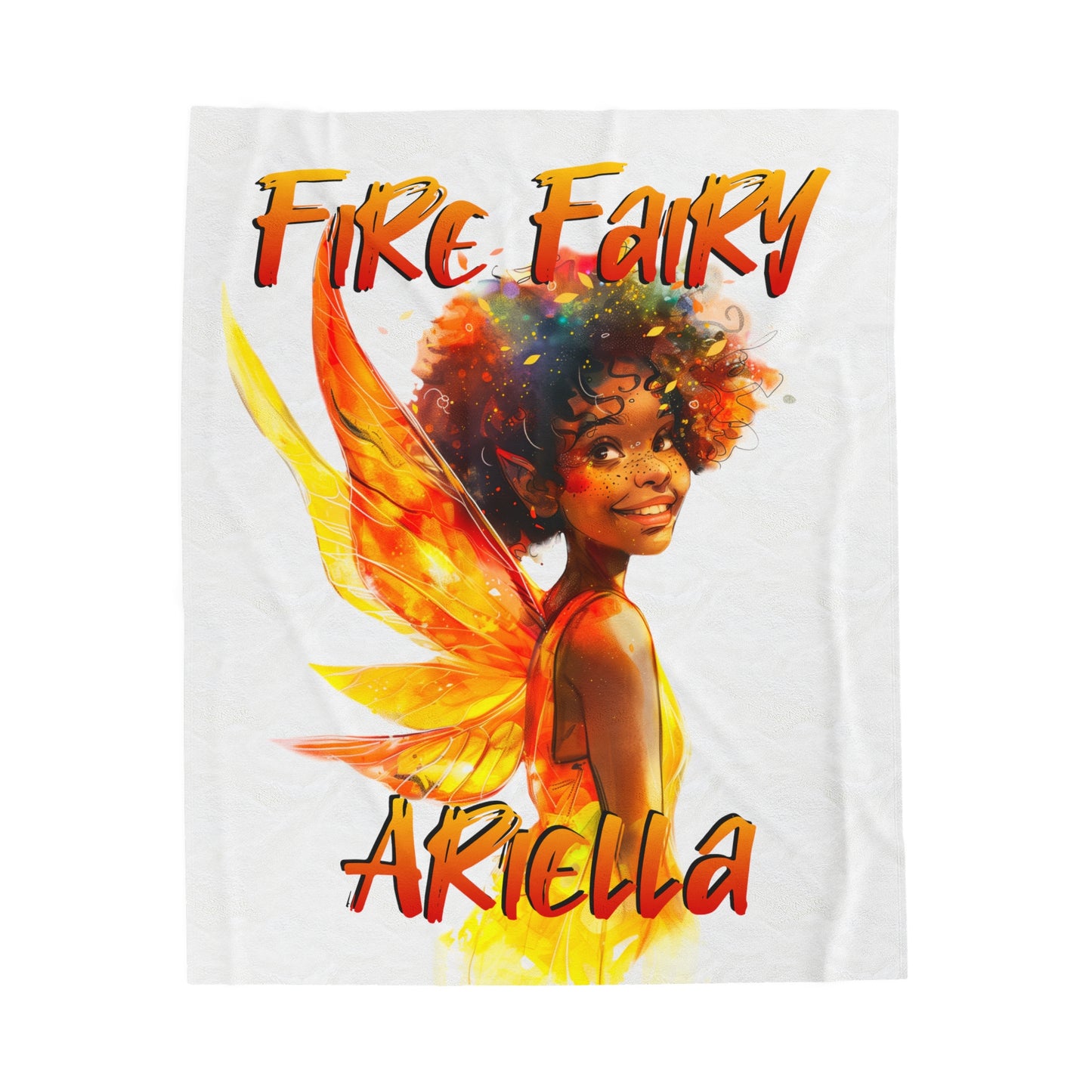 Personalized, Velveteen Microfiber, Fire Fairy Blanket for Our Brown Skinned Beauties