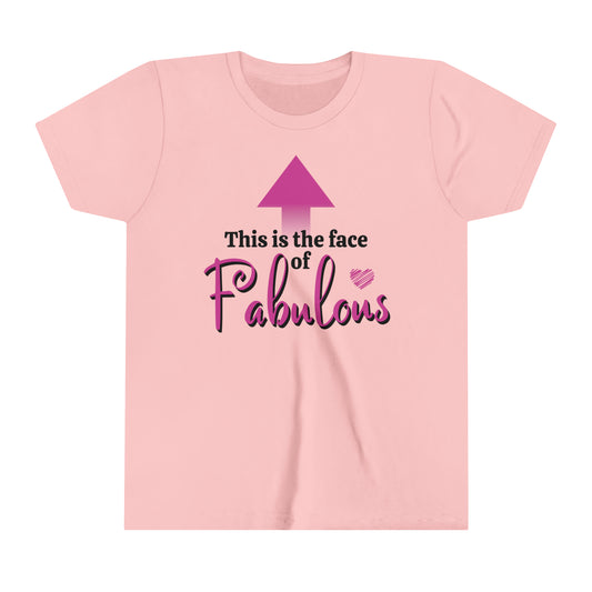 This is the Face of Fabulous Positive Affirmation Graphic T-shirt for Kids.