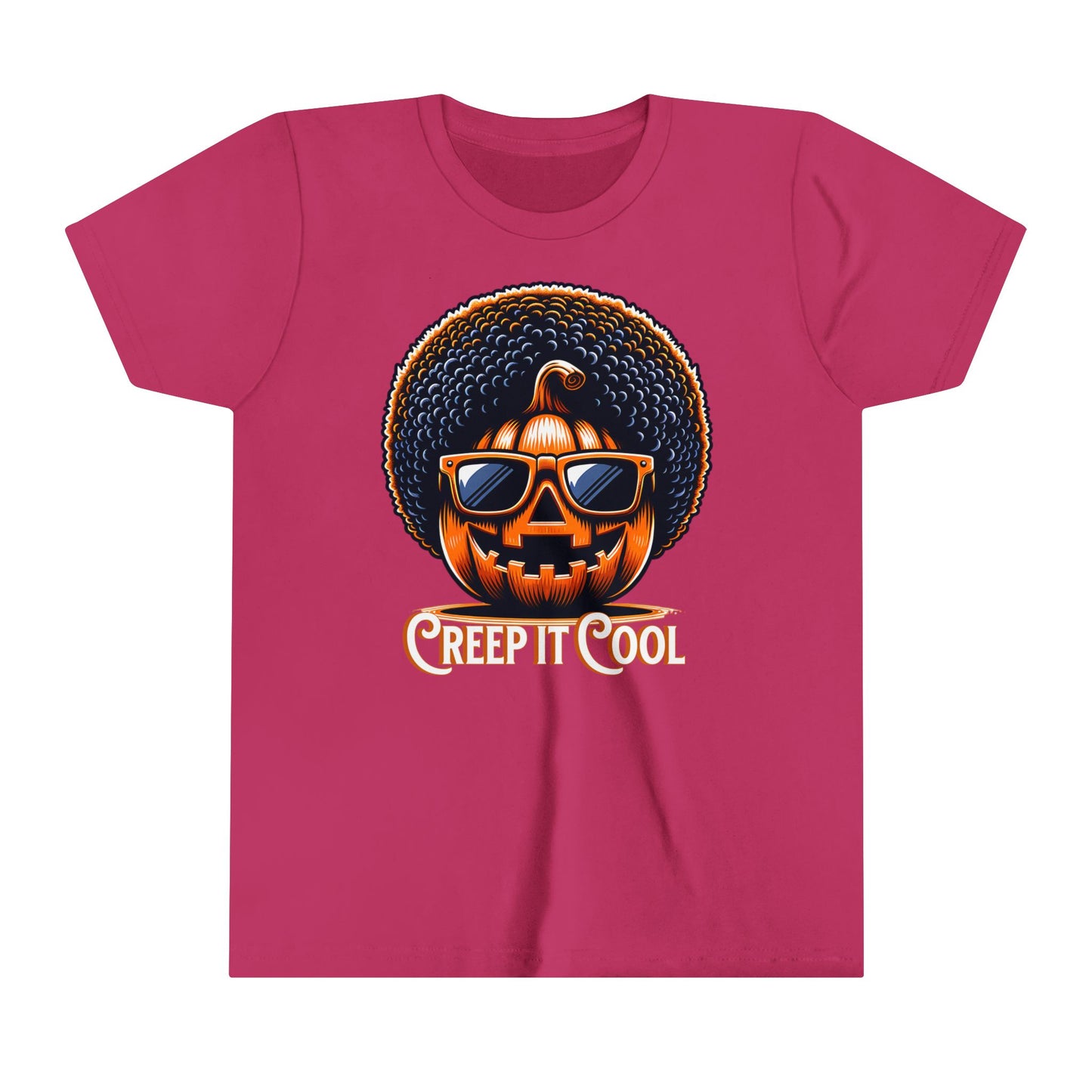 Fun Halloween T-Shirt for Kids. Creep It Cool Pumpkin with Afro.