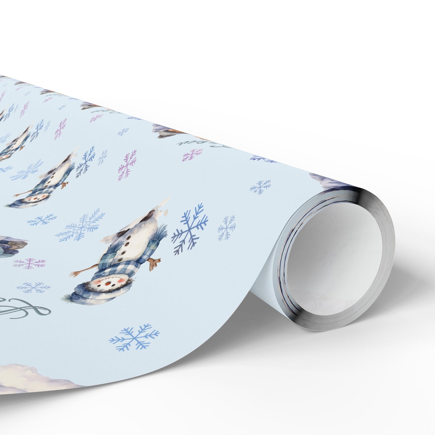 Holiday Gift Wrap, Christmas Wrapping Paper of Pretty Black Girls Building Snowmen