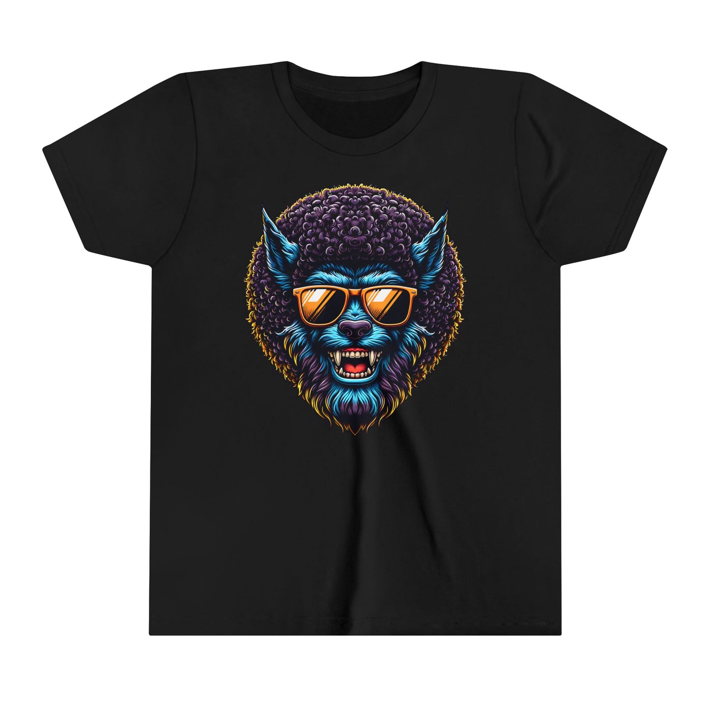 Fun Halloween T-Shirt for Kids. Cool Wolfman with Wild Afro. Great Halloween gift for Kids