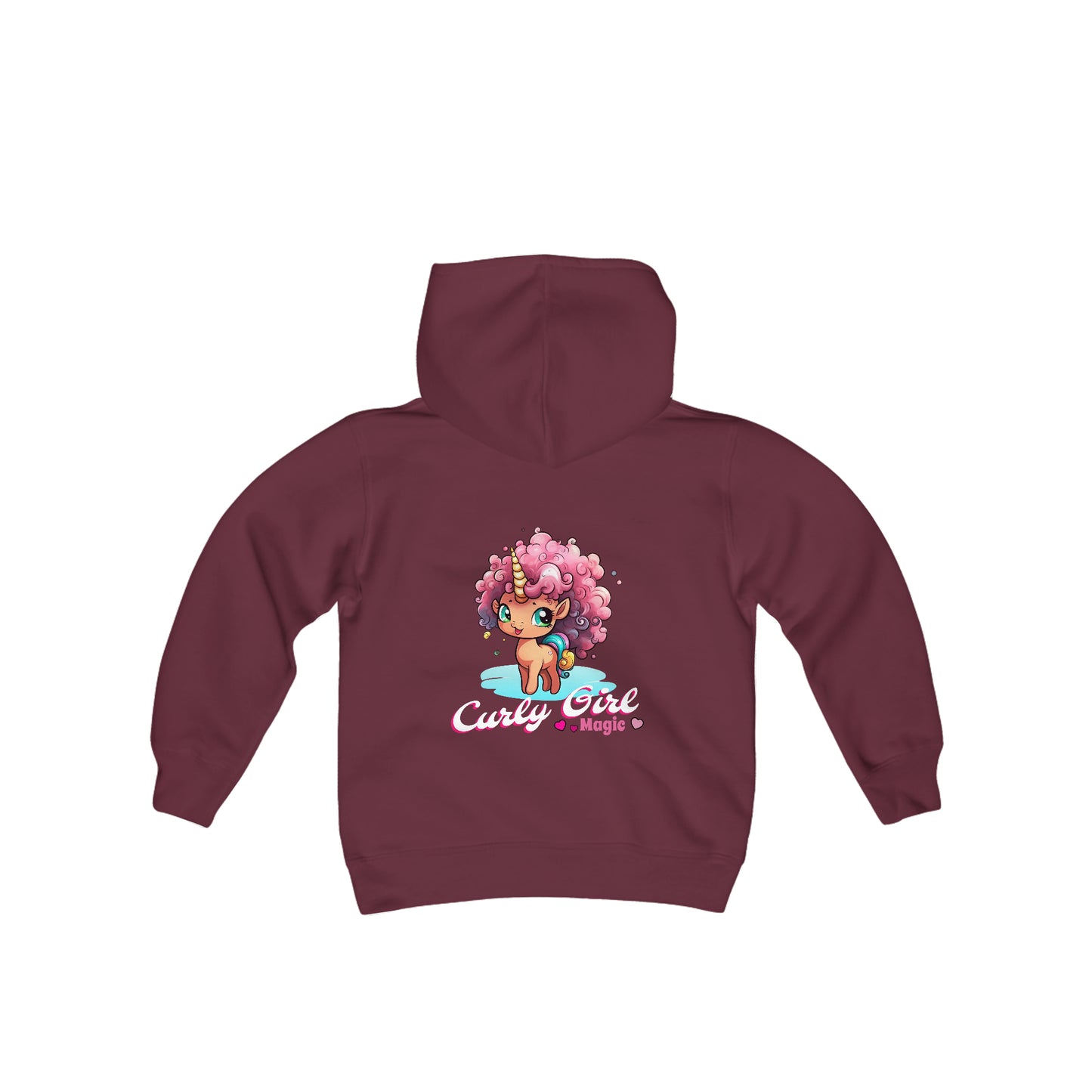 Curly Girl Magic Kids Hoodie with a Super Cute Unicorn with Sweet Curly Hair