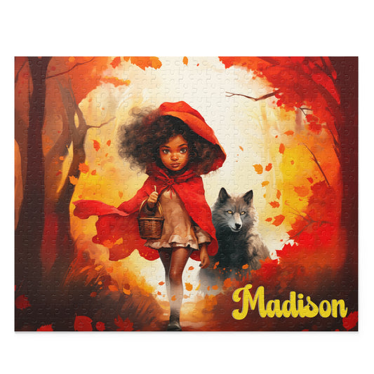 Personalized Children’s Jigsaw Puzzle with a Melanated Little Red Riding Hood