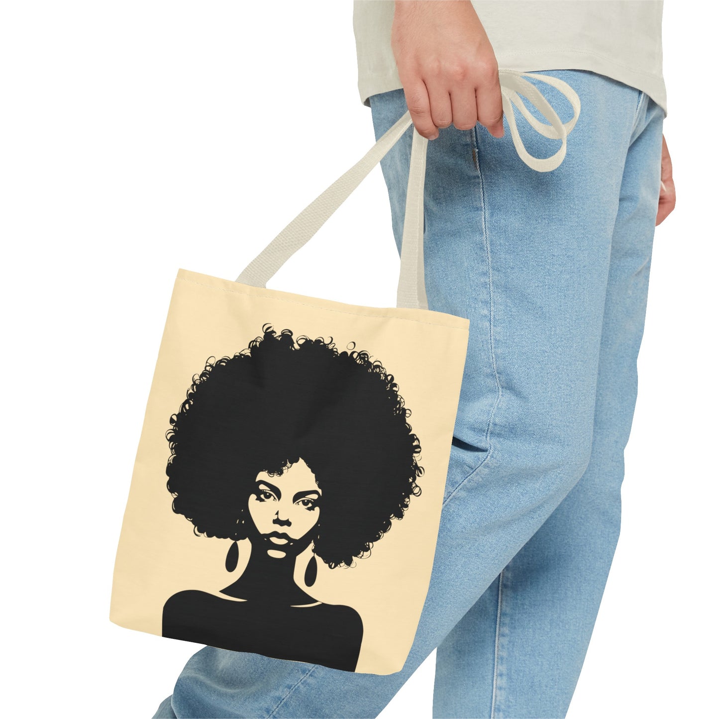 Tote Bag with a Strong Image of a Beautiful Girl with Afro Hair